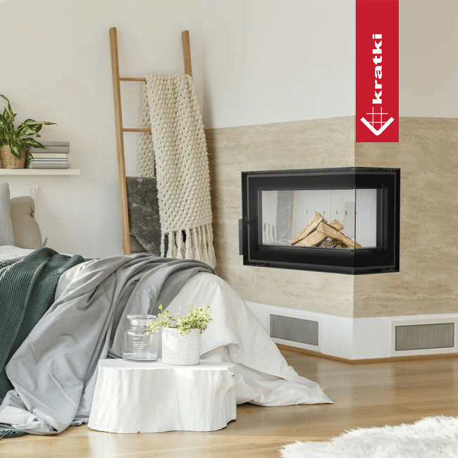Stahlkamin mit Schließung KRATKI SIMPLE rechts 6 kW