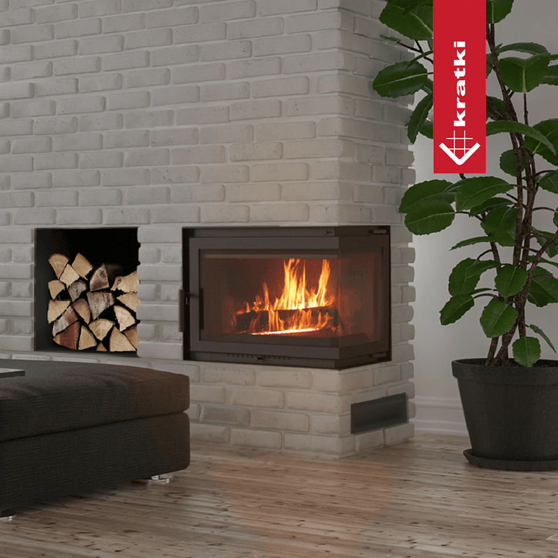 Kamineinsatz Gusseisen KRATKI SIMPLE rechts 8 kW Ø 180