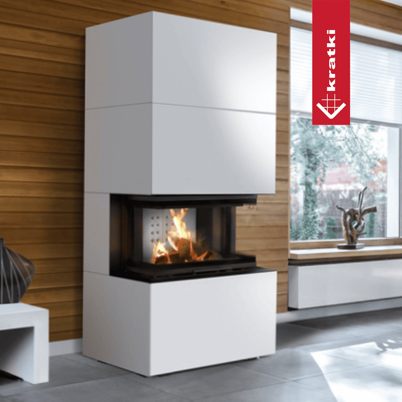 Kamineinsatz KRATKI NBC/EASY BOX 7 kW Ø 160 Bausatz Weiß Mit Türfeder