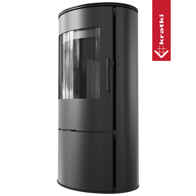 Kaminofen aus Stahl KRATKI ROLLO Ø 150 7 kW schwarze Thermotec-Auskleidung Satz