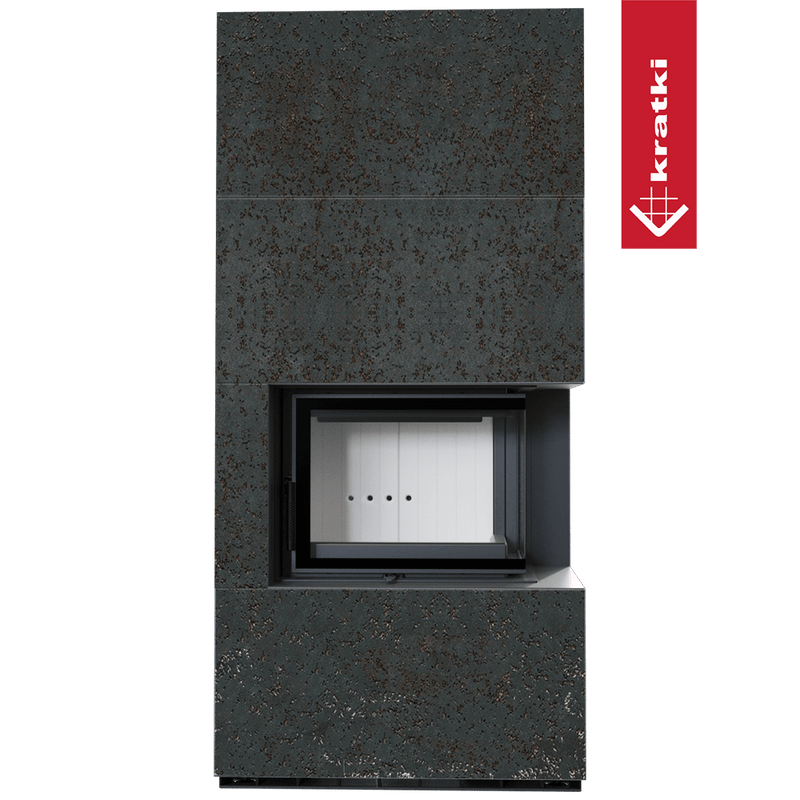 Kaminbausatz KRATKI FLOKI BOX rechts 8 kW Ø 160 Quarzsinter OXIDE NERO
