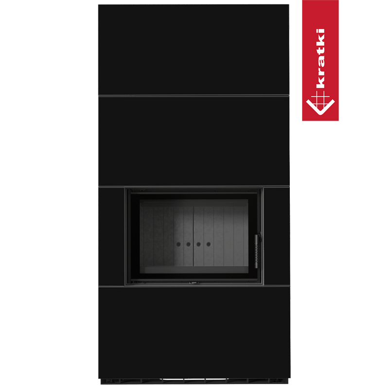 Kaminbausatz KRATKI FLOKI BOX 8 kW Ø 160 Quarzsinter NERO ASSOLUTO schwarz Verkleidung