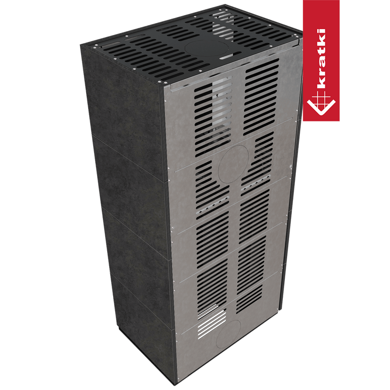 Kaminbausatz KRATKI FLOKI BOX links 8 kW Ø 160 Quarzsinter FOKOS GRAFITE
