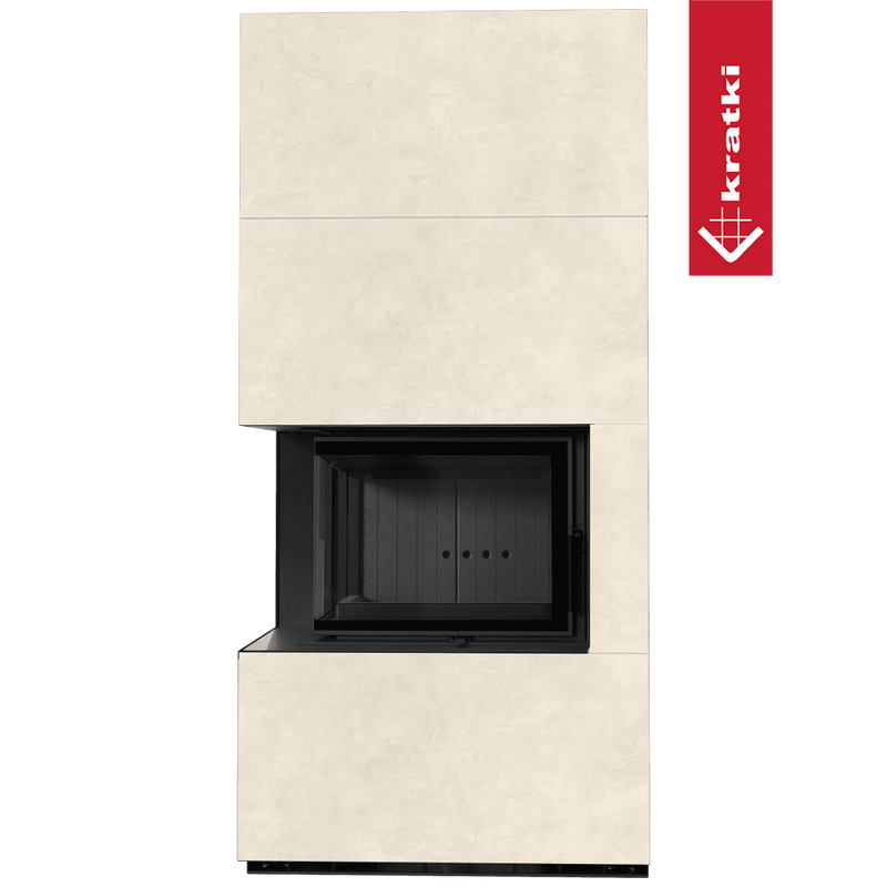 Kaminbausatz KRATKI FLOKI BOX links 8 kW Ø 160 Quarzsinter FOKOS TALCO schwarz Verkleidung