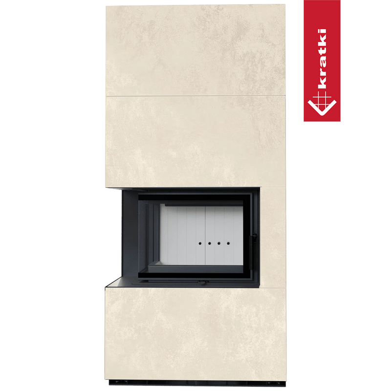 Kaminbausatz KRATKI FLOKI BOX links 8 kW Ø 160 Quarzsinter OXIDE BIANCO