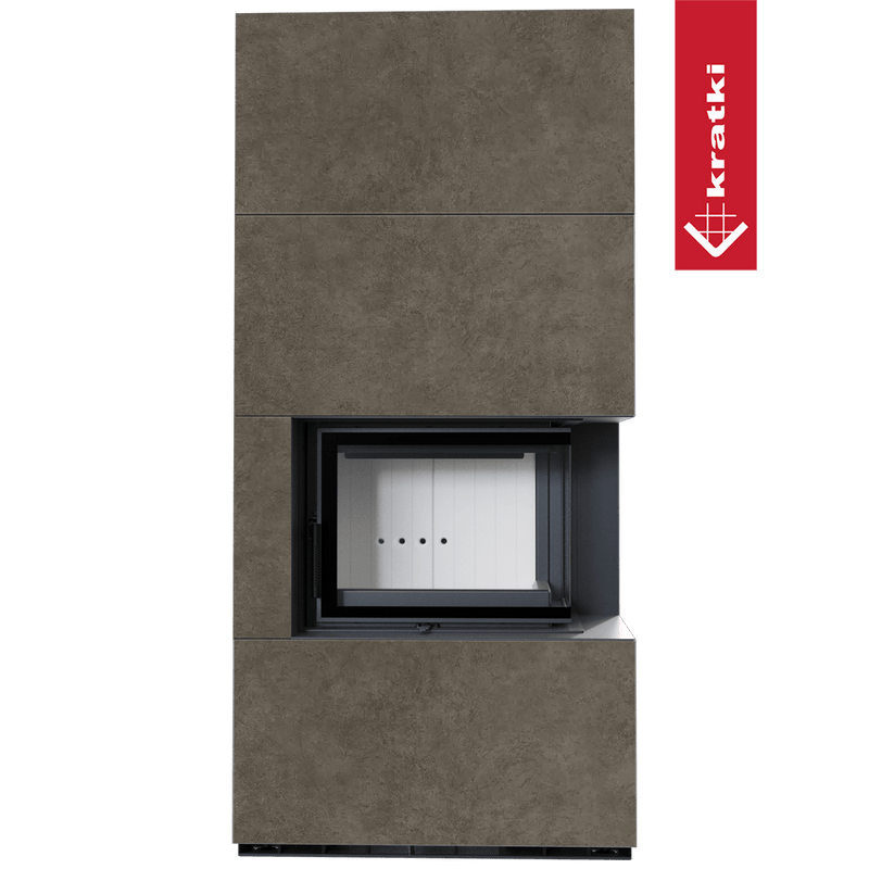 Kaminbausatz KRATKI FLOKI BOX rechts 8 kW Ø 160 Quarzsinter FOKOS PIOMBO