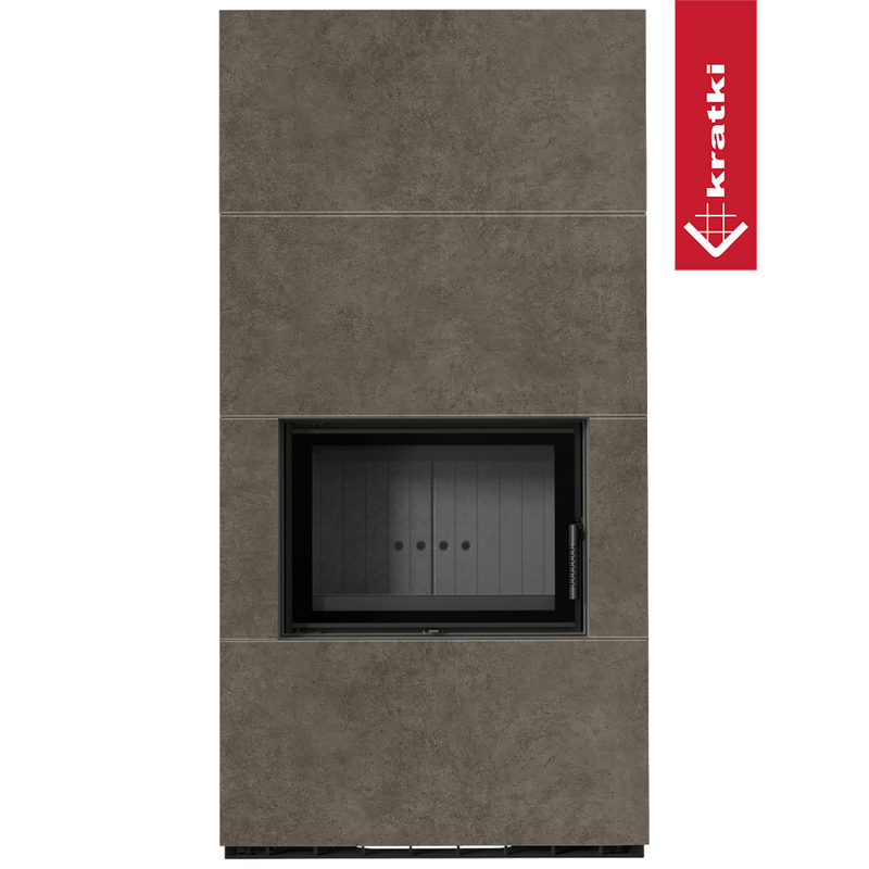 Kaminbausatz KRATKI FLOKI BOX 8 kW Ø 160 Quarzsinter FOKOS PIOMBO schwarz Verkleidung