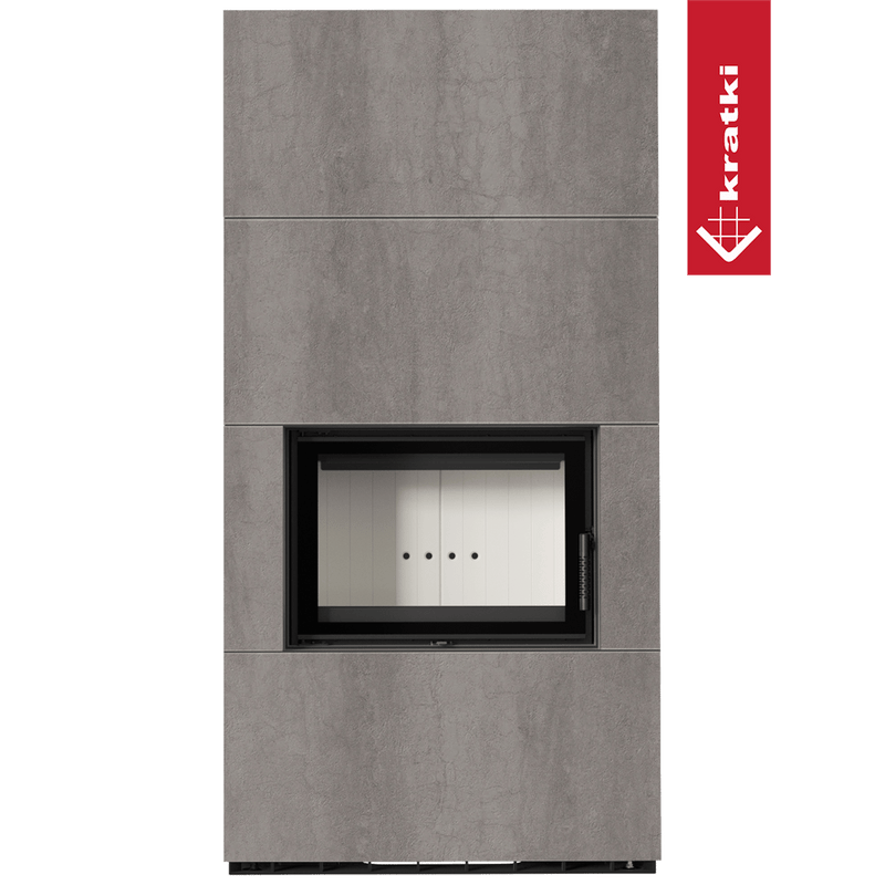 Kaminbausatz KRATKI FLOKI BOX 8 kW Ø 160 Quarzsinter NATURALI PIETRA DI SAVOIA GRIGIA BOCCIARDATA