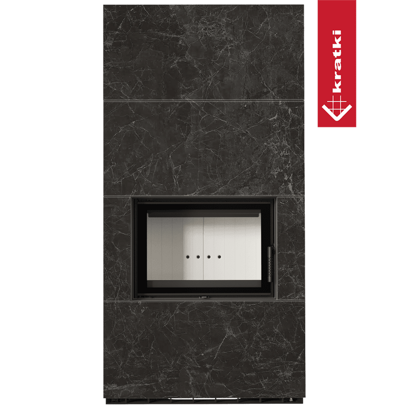 Kaminbausatz KRATKI FLOKI BOX 8 kW Ø 160 Quarzsinter NATURALI NERO GRECO