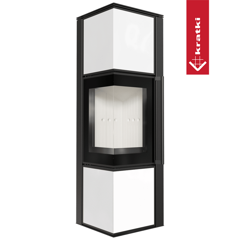 Kaminofen aus Stahl KRATKI TORA/M 8 kW Ø 150 Weißes Glaspaneel