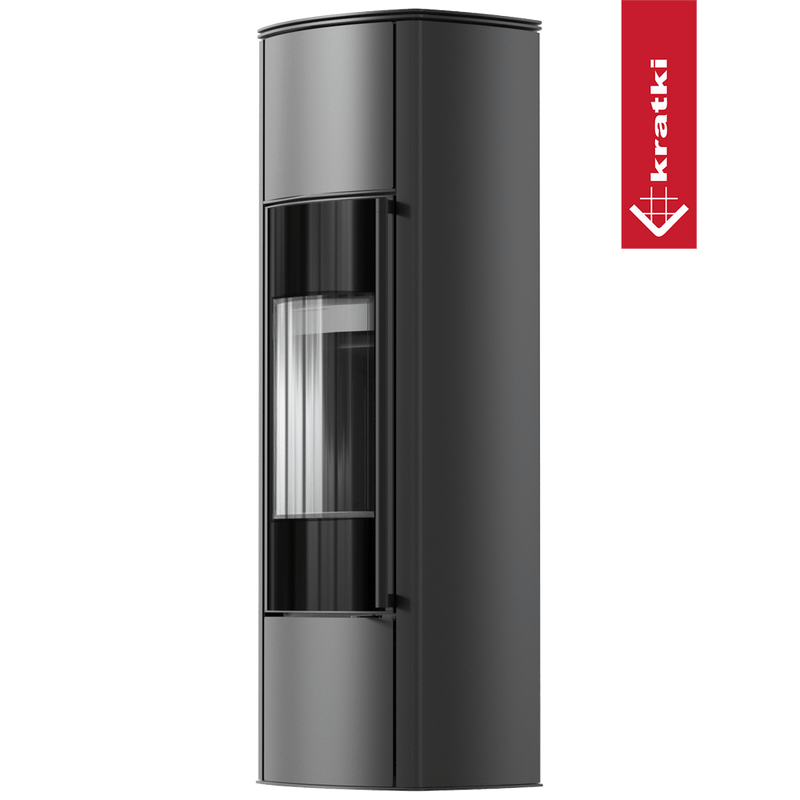 Freistehender Stahlofen KRATKI AB KRATKI ENYO R Hoch 5,5 kW Ø 100/150 schwarz Verkleidung