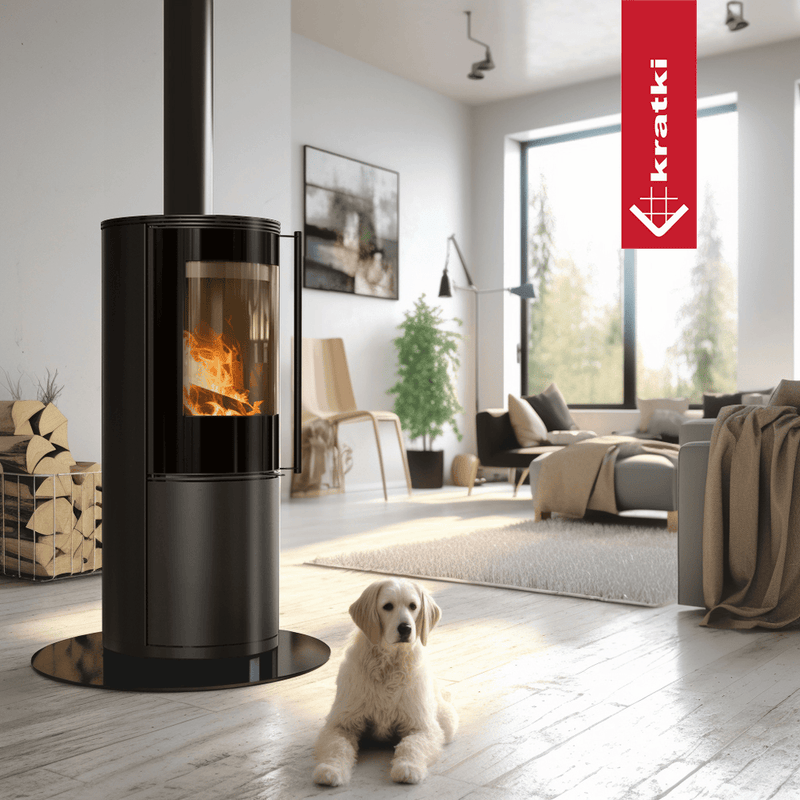 Kaminofen aus Stahl KRATKI SVEN Ø 150 7 kW schwarz Verkleidung