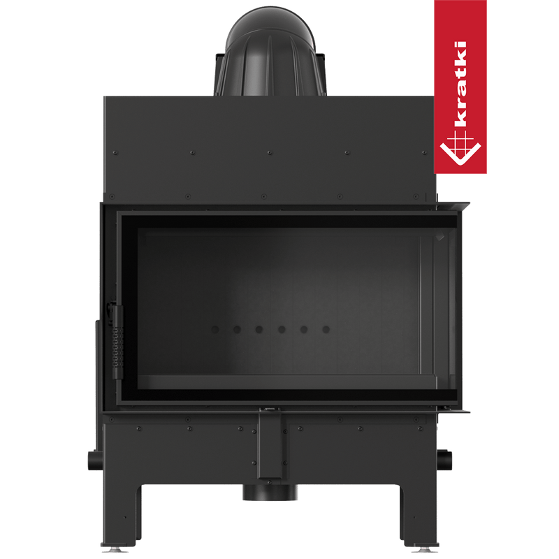 Kamineinsatz aus Stahl KRATKI FLOKI M rechts 10 kW Ø 200 schwarz Verkleidung