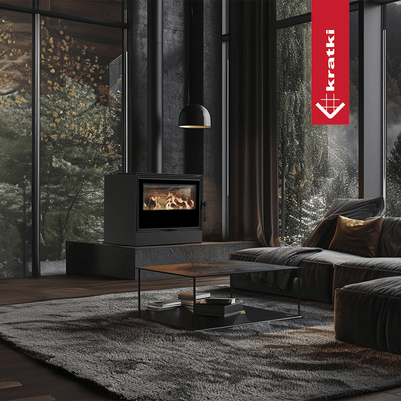 Kaminofen aus Stahl KRATKI KARI 70 Ø 150 8 kW mit Türfeder