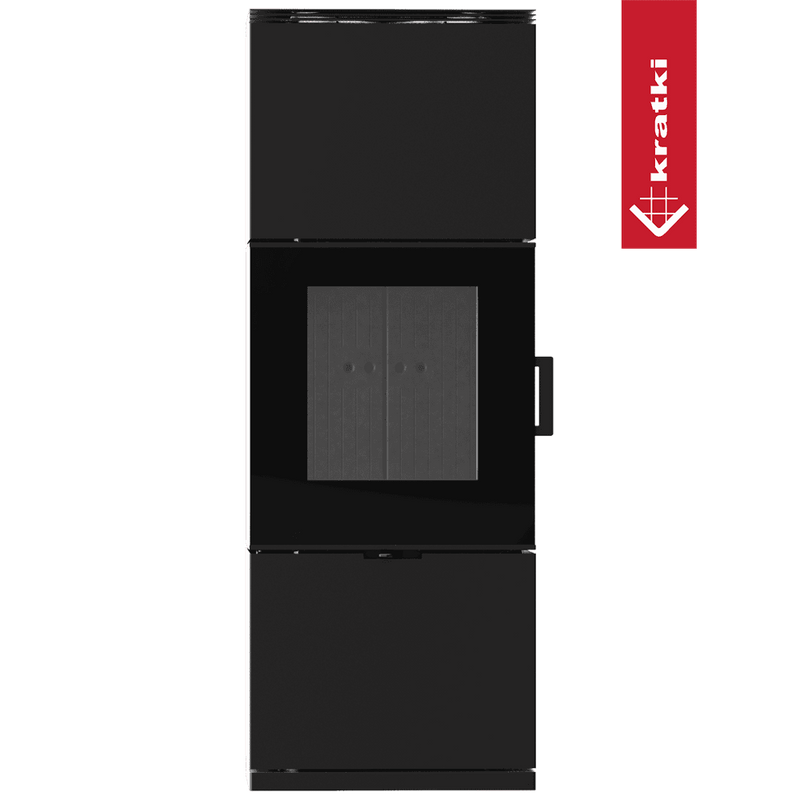 Kaminofen aus Stahl KRATKI INGA 8 kW Ø 150 schwarz Thermotec mit Türverschluss