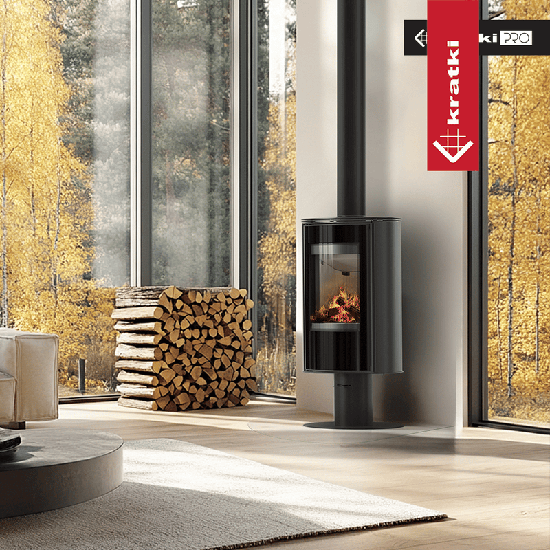 Kaminofen aus Stahl mit Sockel KRATKI ERIK Ø 150 5,5 kW