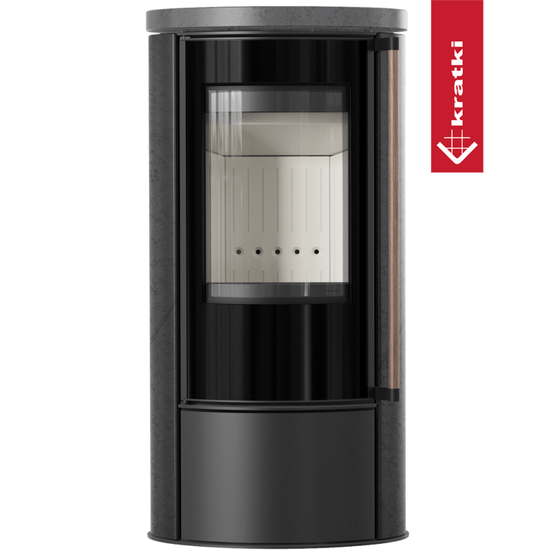 KRATKI ERIK Ø150 5,5 kW Keramikofen GRAFITE SATIN Deckel Griff aus Jatoba
