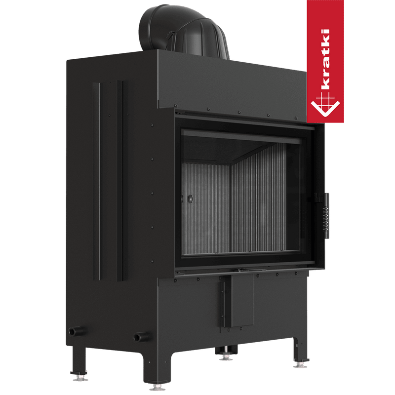 Kamineinsatz aus Stahl KRATKI LUCY 14 kW Ø 200 schwarz Verkleidung