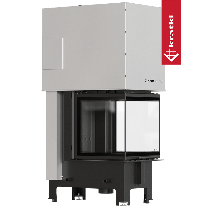 Kamineinsatz KRATKI REGNOR 500/500 7 kW Ø 200 3 seiten glas schwarz Verkleidung