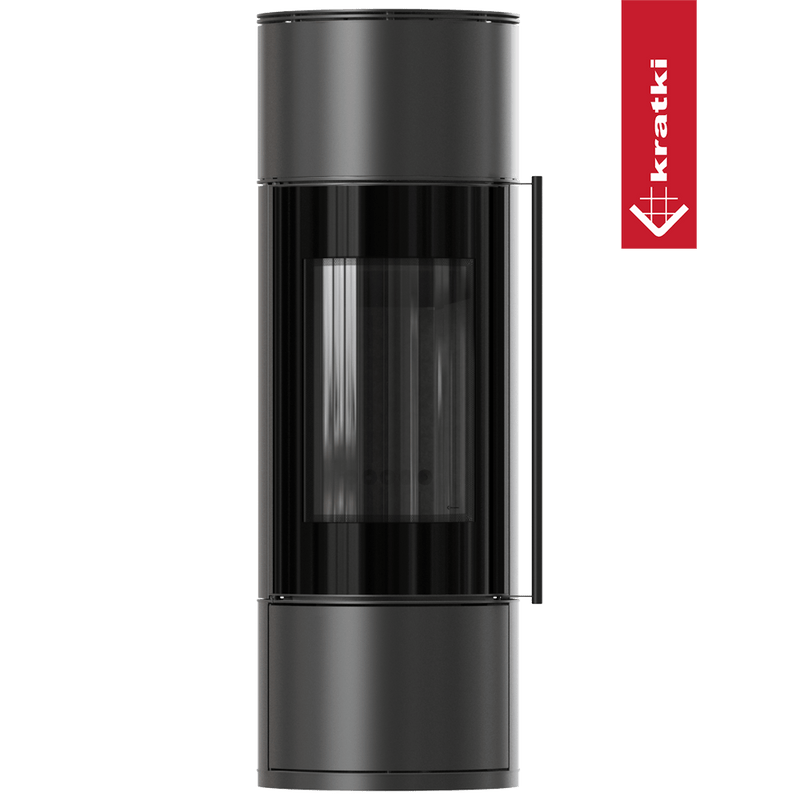 Kaminofen aus Stahl KRATKI AMBLER Ø 150 7 kW schwarz Verkleidung mit Türfeder