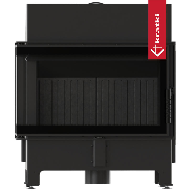 Kamineinsatz KRATKI ZIBI ECO 9,9 kW Ø 180 Eck links, schwarze Verkleidung