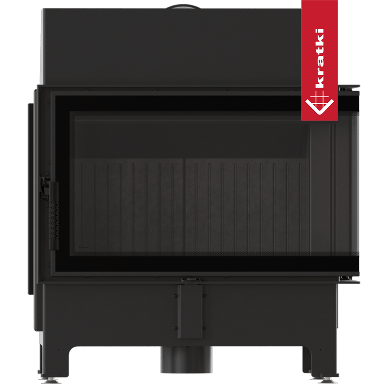 Kamineinsatz KRATKI ZIBI ECO 9,9 kW Ø 180 Eck rechts, schwarze Verkleidung