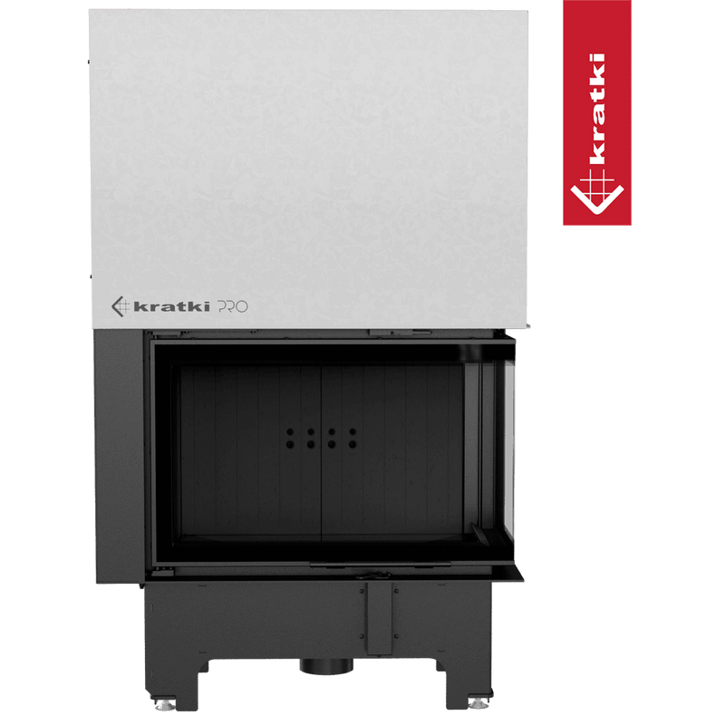 Kamineinsatz KRATKI VNP 810/410 14 kW Ø 200 mit Schiebetür schwarz Verkleidung