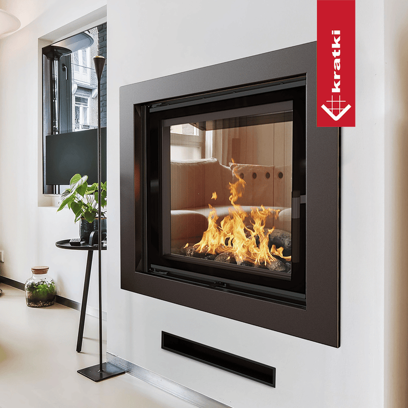 Wasserführender Kamineinsatz KRATKI LUCY 12 kW Ø 200 schwarz Verkleidung