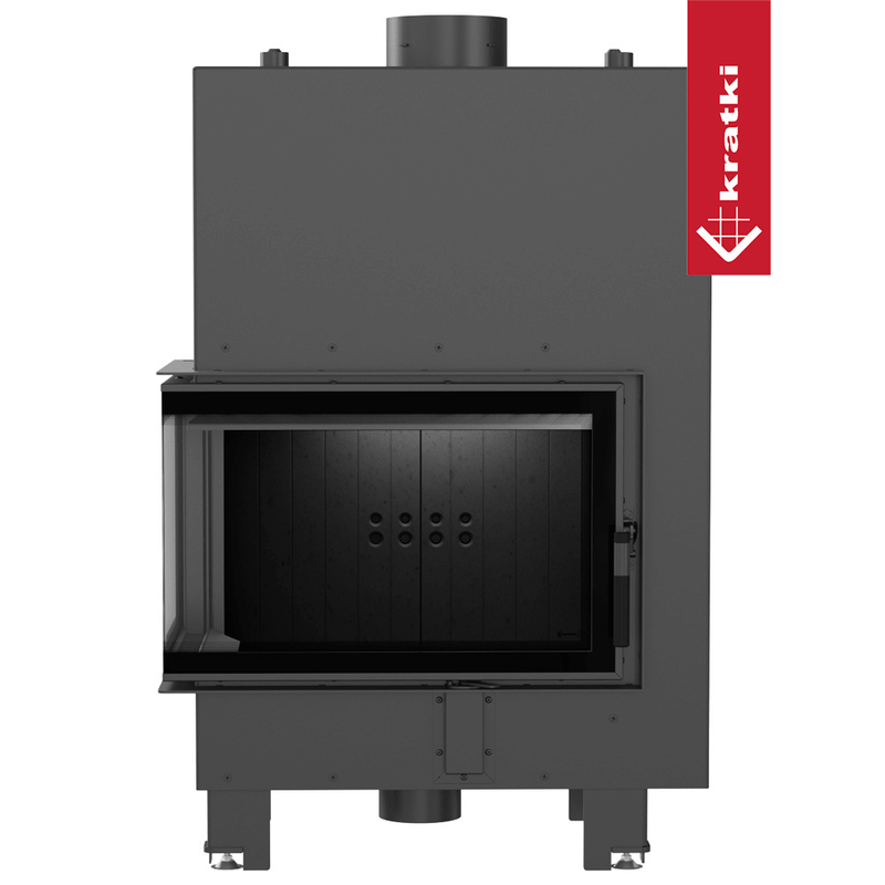 Wasserführender Kamineinsatz KRATKI MBM links 12 kW Ø 180 schwarz Verkleidung