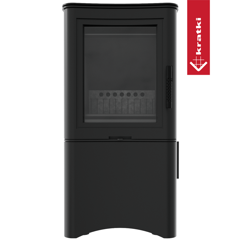 Kaminofen aus Stahl KRATKI K5 Ø 150 7 kW regal für holz mit Tür schwarz Verkleidung