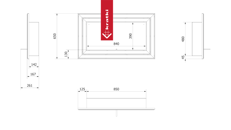 Wandkamin Bioethanol JULIET 1800 TÜV mit Verglasung