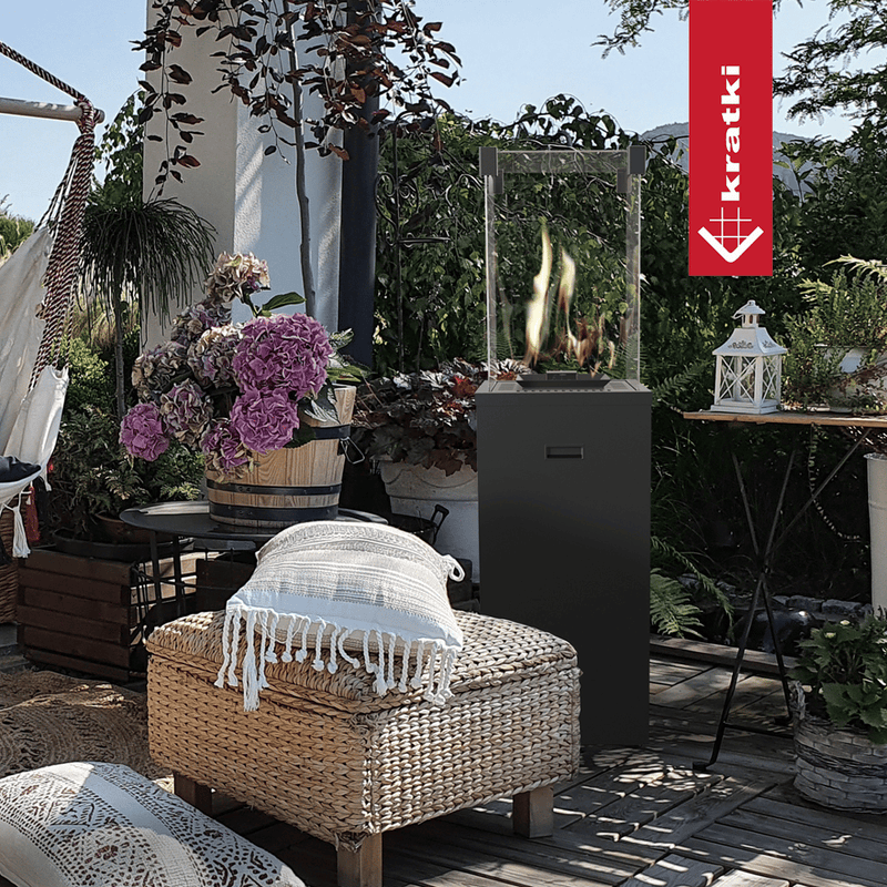 Terrassenheizer Patio Slim Stahl schwarz manuelle Steuerung 8,2kW
