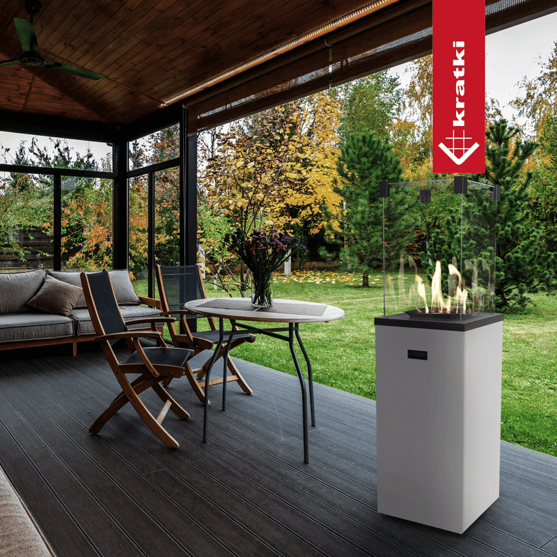 Terrassenheizer PATIO SLIM weiß 8,2 kW Gas Heizung Set