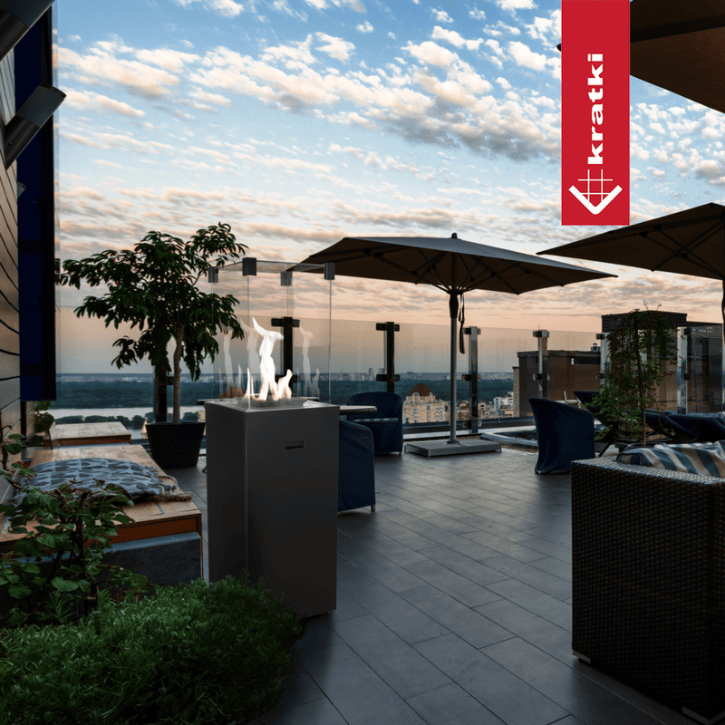 Terrassenheizer PATIO SLIM schwarz 8,2 kW Gas Heizung Satz