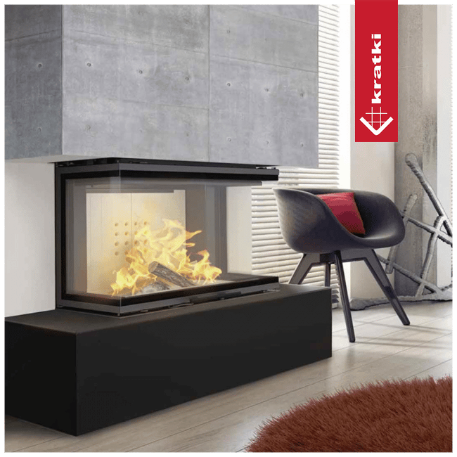 Intelligenter Kamineinsatz KRATKI NBC 800/400 10 kW Ø 200 mit Schiebetür MSK