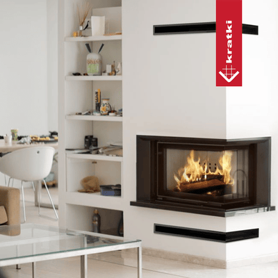 Intelligenter Kamineinsatz aus Stahl KRATKI VNP 810/410 14 kW Ø 200 mit Schiebetür MSK