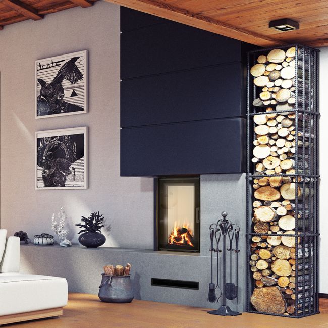 Intelligenter Kamineinsatz aus Stahl KRATKI NADIA 9 kW Ø 200 MSK GLASS