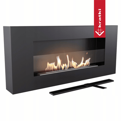 Wandkamin Bioethanol DELTA FLAT TÜV schwarz mit Verglasung