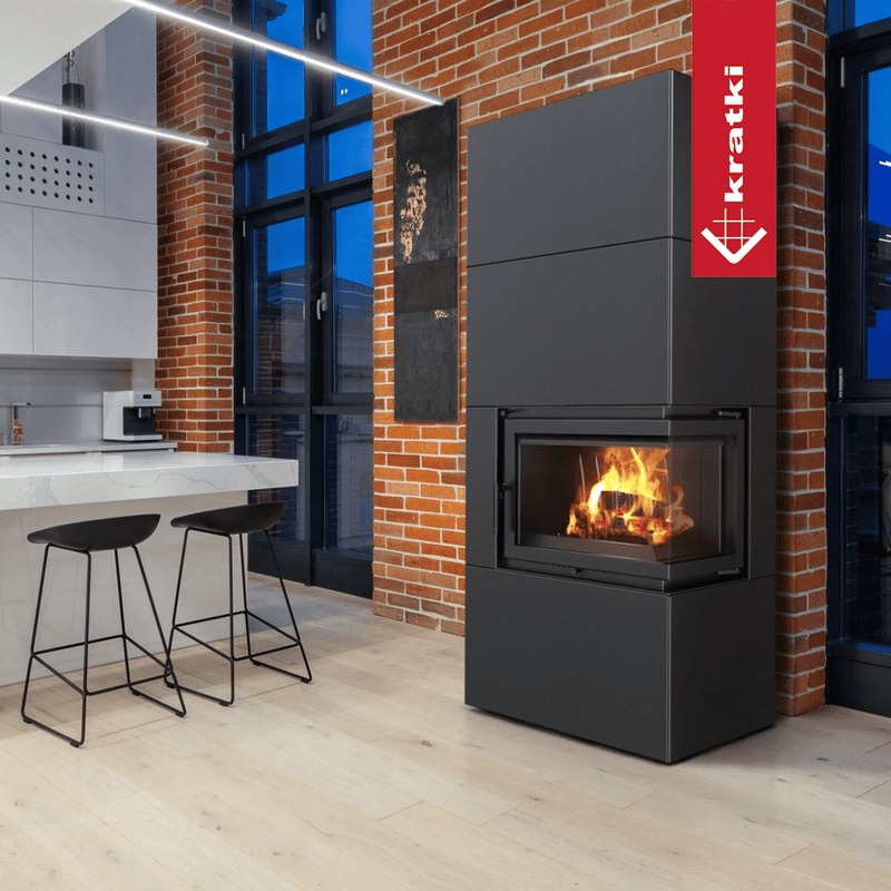 Kamineinsatz Simple Box 8 kW Ø 200 Black mit Türfeder