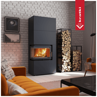 Kamineinsatz Simple Box 8 kW Ø 200 schwarz mit Türfeder