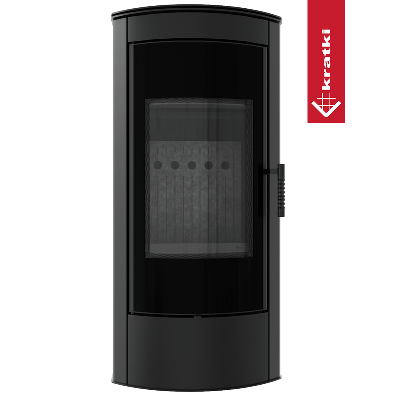 Kaminofen aus Stahl KRATKI TITAN Panorama Ø 150 11 kW schwarz Verkleidung