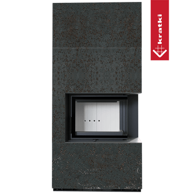 Kaminbausatz KRATKI FLOKI BOX rechts 8 kW Ø 160 Quarzsinter OXIDE NERO