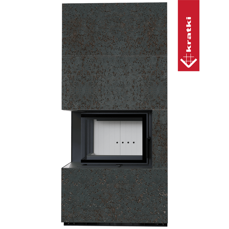 Kaminbausatz KRATKI FLOKI BOX links 8 kW Ø 160 Quarzsinter OXIDE NERO
