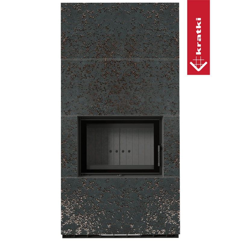 Kaminbausatz KRATKI FLOKI BOX 8 kW Ø 160 Quarzsinter OXIDE NERO schwarz Verkleidung