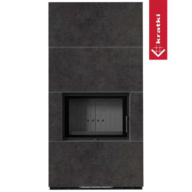 Kaminbausatz KRATKI FLOKI BOX 8 kW Ø 160 Quarzsinter FOKOS GRAFITE schwarz Verkleidung
