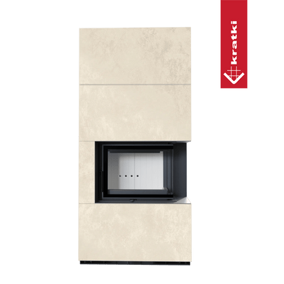 Kaminbausatz KRATKI FLOKI BOX rechts 8 kW Ø 160 Quarzsinter OXIDE BIANCO