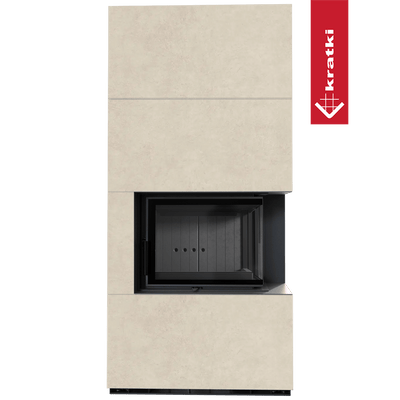 Kaminbausatz KRATKI FLOKI BOX rechts 8 kW Ø 160 Quarzsinter FOKOS SALE schwarz Verkleidung