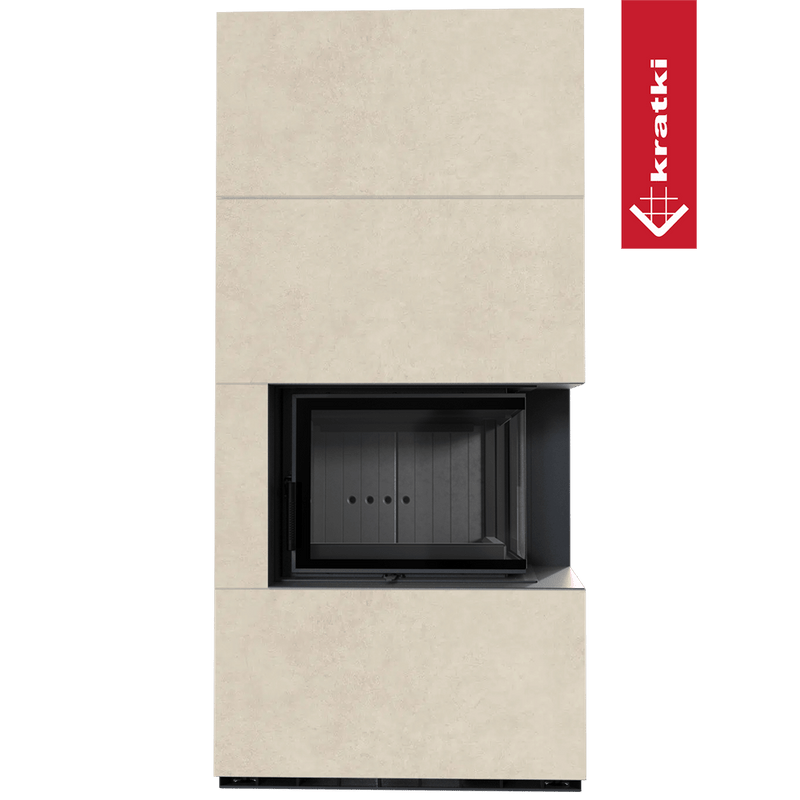 Kaminbausatz KRATKI FLOKI BOX rechts 8 kW Ø 160 Quarzsinter FOKOS SALE schwarz Verkleidung