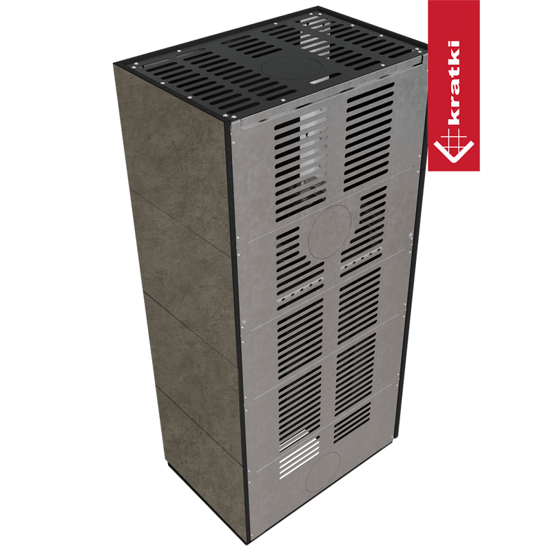 Kaminbausatz KRATKI FLOKI BOX links 8 kW Ø 160 Quarzsinter FOKOS PIOMBO