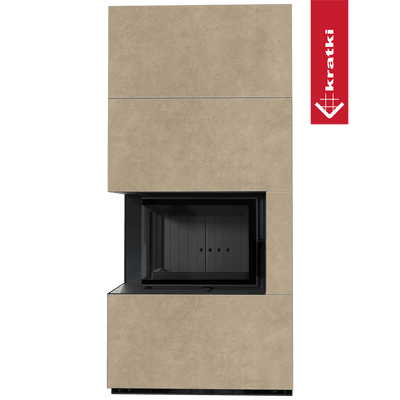 Kaminbausatz KRATKI FLOKI BOX links 8 kW Ø 160 Quarzsinter FOKOS RENA schwarz Verkleidung